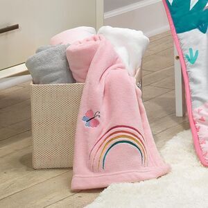 Pink Embroidered Rainbow Butterfly Baby Blanket – 30x40 soft (Bedtime Originals)